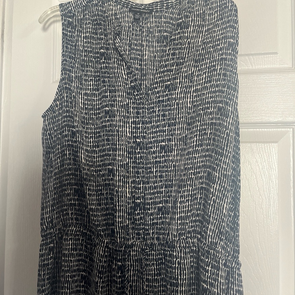 Hilary Radley Women's Tunic Sleeveless Blouson Dress Black Cheetah Print Size 14